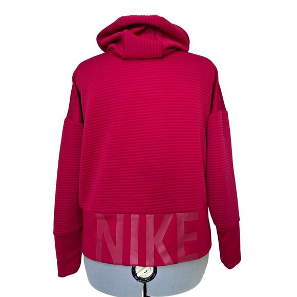 Dri-FIT Red Full Zip Logo Ribbed Hoodie Funnel Neck Sportscore Sweatshirt Sz: M - Picture 3 of 9